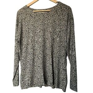 J. JILL NWT Women Large Luxe Supima Relaxed Tee Long Sleeve Animal Print Leopard